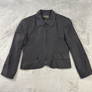 VTG Giorgio Sant Angelo Womens 8 Jacket Linen Blend Cropped Blazer Black Preppy